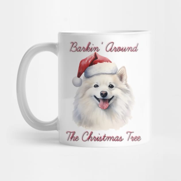 Christmas Japanese Spitz Dog in Santa Hat by Pawsitive Curios